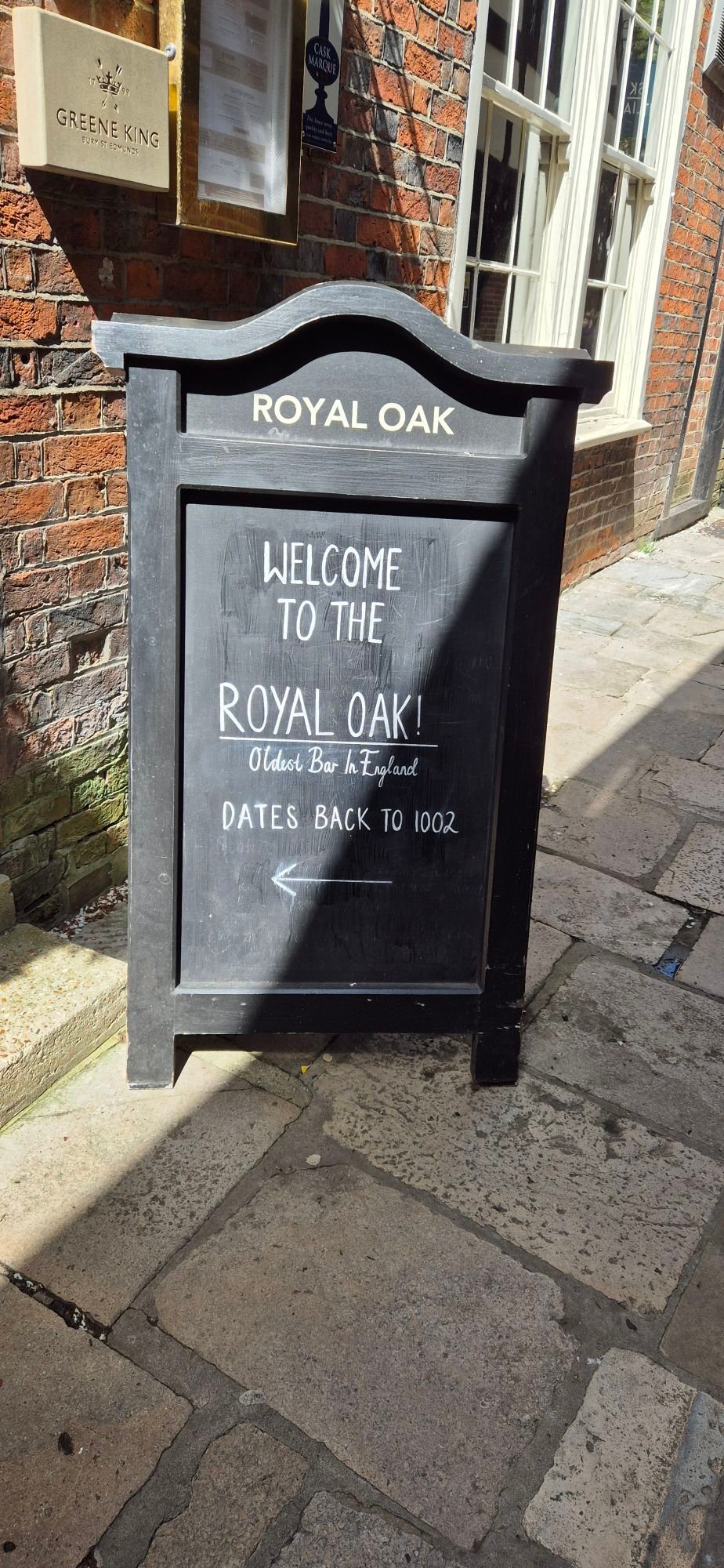 The sign outside the oldest pub in England, dating back to 1002